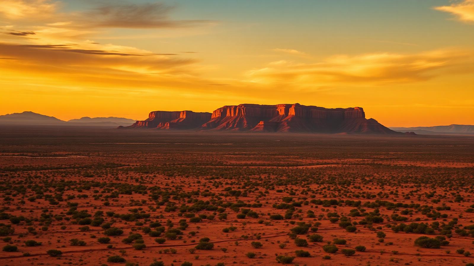 The MacDonnell Ranges and red earth around Alice Springs