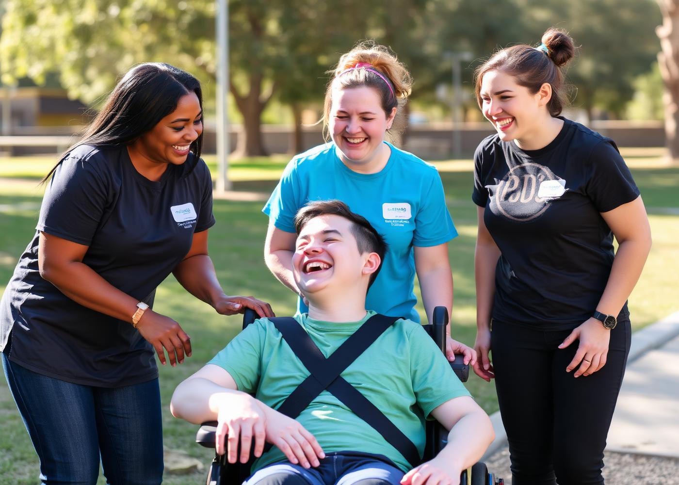 CareWell support workers laughing with a participant