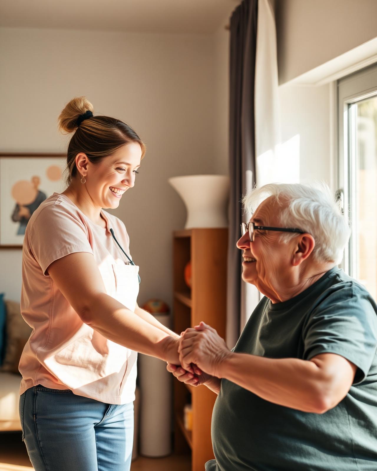 CareWell support worker and participant sharing a warm moment at home